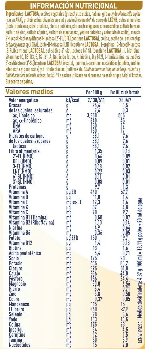 NAN SUPREME PRO 1 INFORMACION NUTRICIONAL